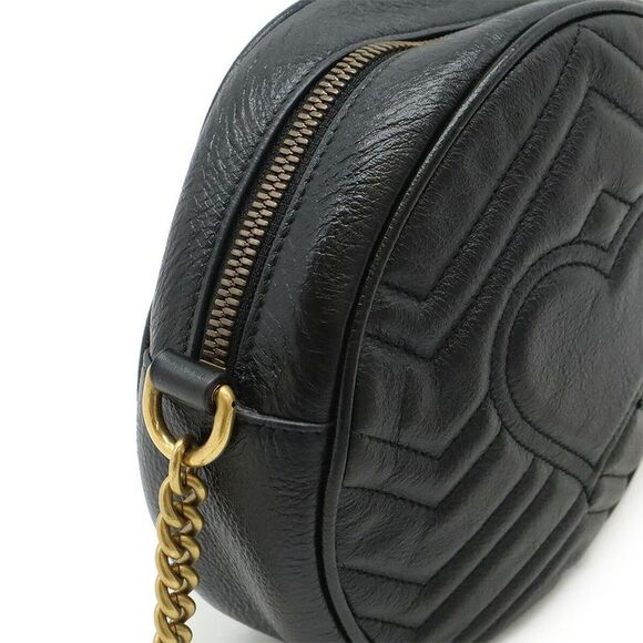 Pre Loved gucci GG Marmont Round Mini Bag Women black | black Crossbody Bags - Picture 7 of 8